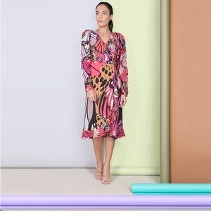 NWT BL^NK LONDON X ANTHROPOLOGIE Butterfly Faux Wrap Midi Dress Size Small